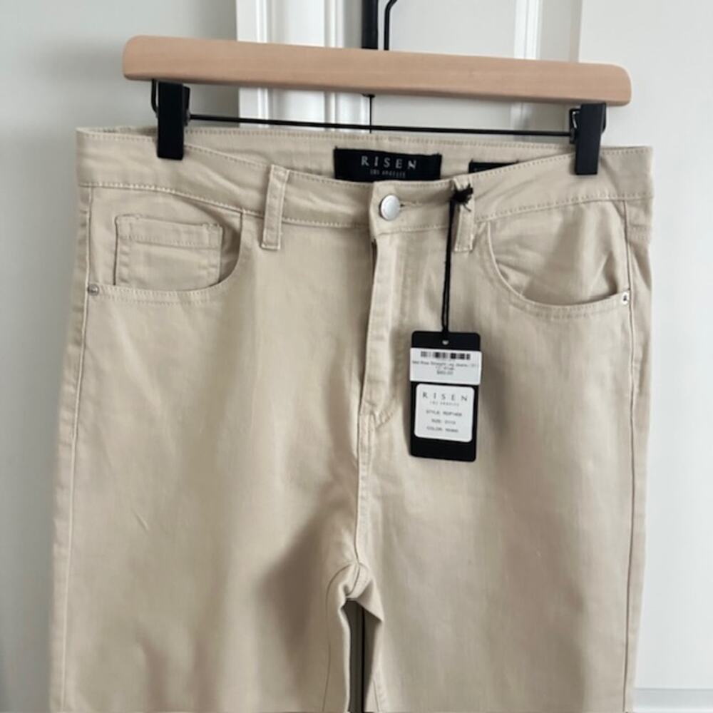 Risen NWT Khaki Mid-Rise Raw Hem Straight Leg Jeans Size - 31/13 - Picture 3 of 11